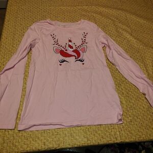 New The Children's Place Pink Christmas Unicorn Pink Pajama Set Women's XS